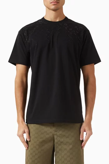 تي شيرت مرصع بالكريستال قطن