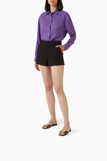 حذاء مفتوح بشعار حرفي GG متداخلين مرصع بالكريستال جلد لامع