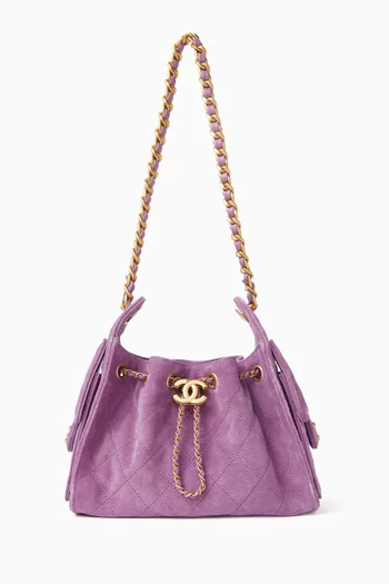 Mini 25 Drawstring Flap Bag in Suede