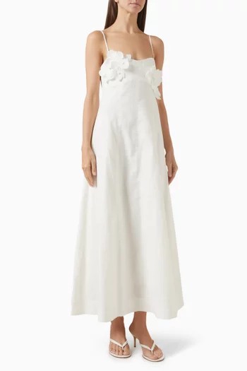 Roselle Midi Dress in Linen Blend