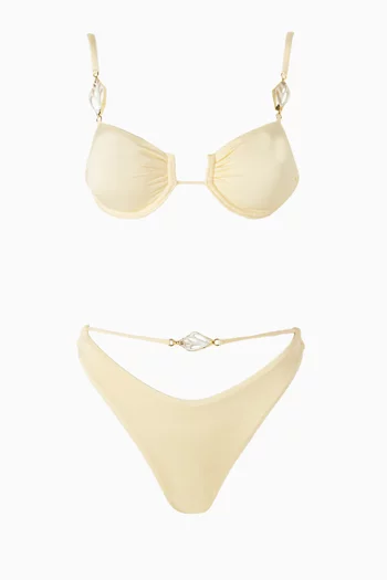 Shell-embellished Underwired Bikini Set