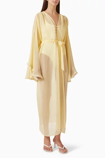 Faux Pearl-trim Kaftan in Chiffon