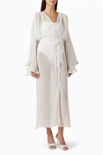 Faux Pearl-trim Kaftan in Chiffon