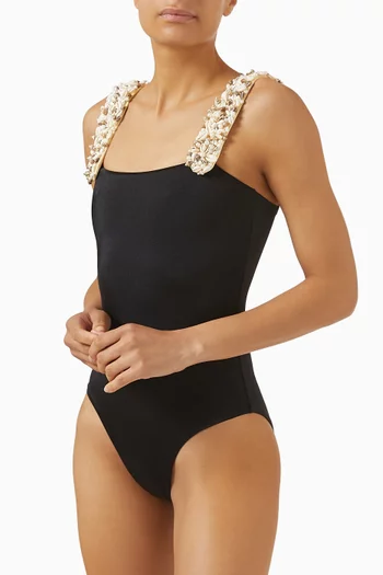 Pearl & Shell-embellished One-piece Swimsuit