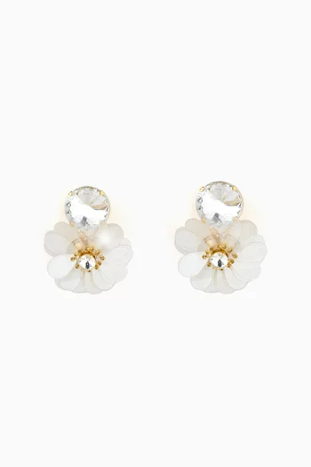 Eclats De Marguerites Clip-on Earrings in Gold-plated Brass