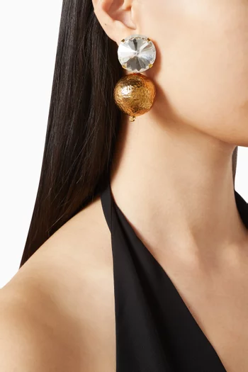 Oria Crystal Clip-on Earrings in Gold-plated Brass