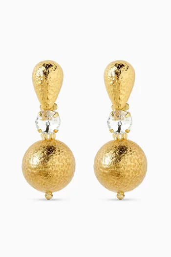 Oria Crystal Clip-on Earrings in Gold-plated Brass