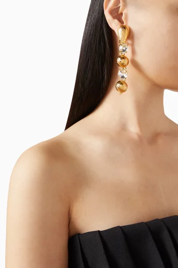 Oria Crystal Clip-on Earrings in Gold-plated Brass