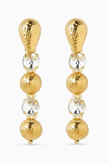 Oria Crystal Clip-on Earrings in Gold-plated Brass