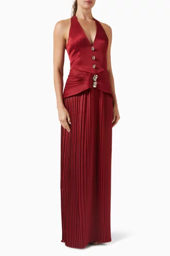 فستان فابل طويل بحمالة حول الرقبة