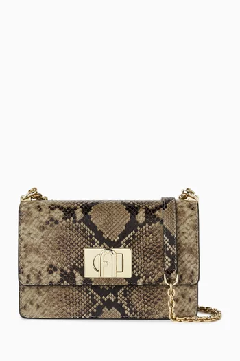 Mini Snake-print Crossbody Bag in Goat Leather
