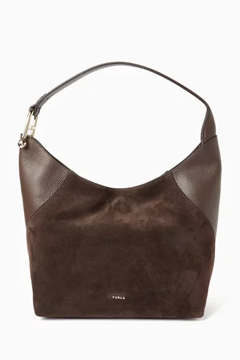 Medium Lara Shoulder Bag in Suede Leather