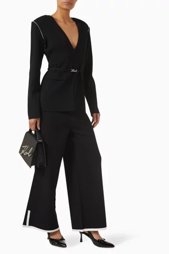 بنطال بقصة ساق واسعة ومنسوج من مزيج فيسكوز