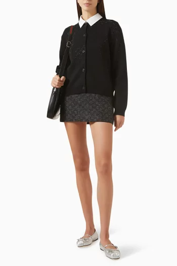 Crystal-embellished Cardigan in Fine Wool