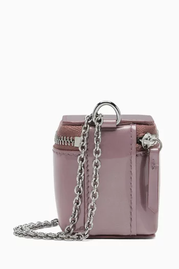 حقيبة ميني بتصميم مكعب بسلسلة جلد لامع