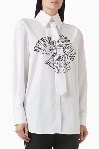 Printed Tie Shirt in Poplin