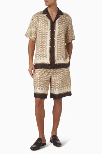 شورت مزين بنقشة تويل حرير