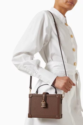 حقيبة كيه/اوتوغراف صغيرة بتصميم صندوق بقفل جلد