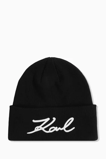 K/Signature Beanie in Wool-blend