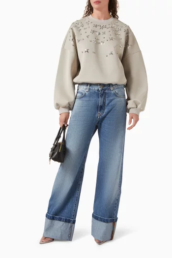 Bibiana Embellished Sweatshirt in Neoprene