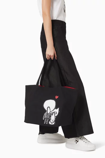 حقيبة يد ايكون بتصميم مزين بقلب قطن منسوج