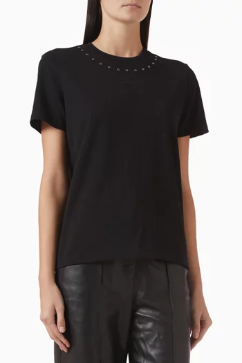 Stud-embellished T-shirt in Jersey