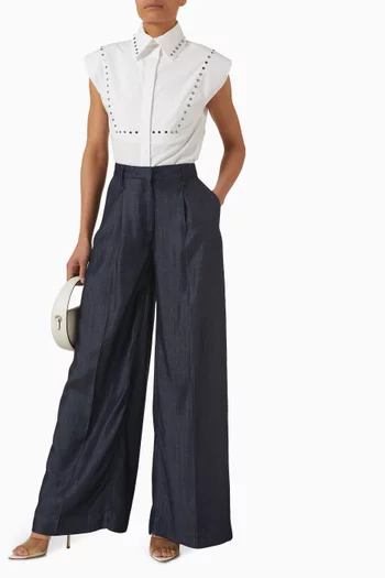 Fluid Wide-leg Pants in Denim