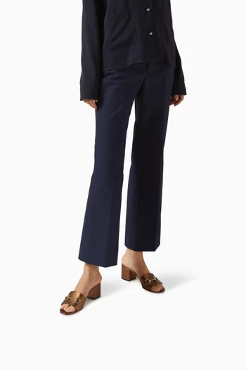 Horsebit 55 Mule Sandals in Metallic Leather