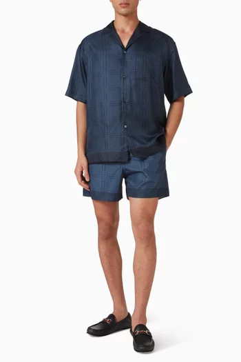 Printed Swim Shorts in Poplin