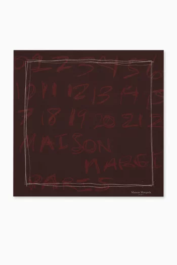 Scribbled Numerical Scarf in Silk-twill