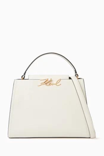 Medium K/Signature Top-handle Bag in Leather