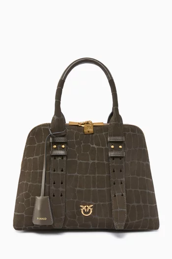 Small Escape Bowling Bag in Croc-embossed Nubuck