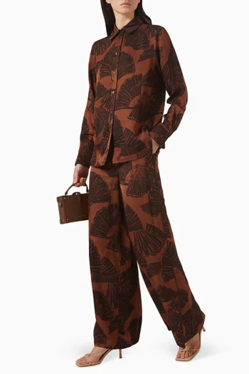 Printed Wide-leg Pants in Viscose