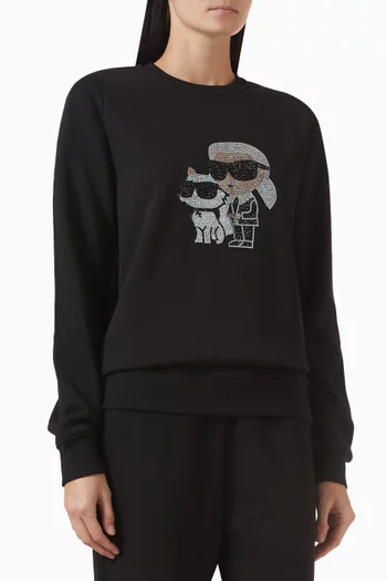 Ikon Embellished Sweatshirt in Organic Cotton Blend