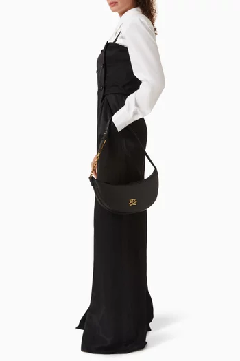 حقيبة كتف كيه/اوتوغراف بتصميم نصف دائري جلد