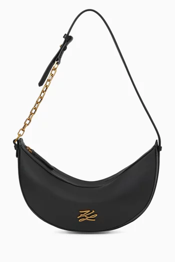 حقيبة كتف كيه/اوتوغراف بتصميم نصف دائري جلد