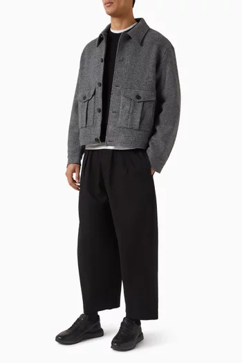 Cropped Barrel-leg Pants in Cotton-blend