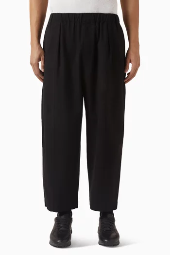 Cropped Barrel-leg Pants in Cotton-blend