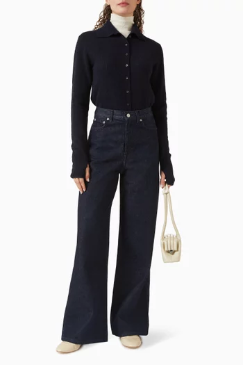 Turtleneck Cardigan in Wool-blend