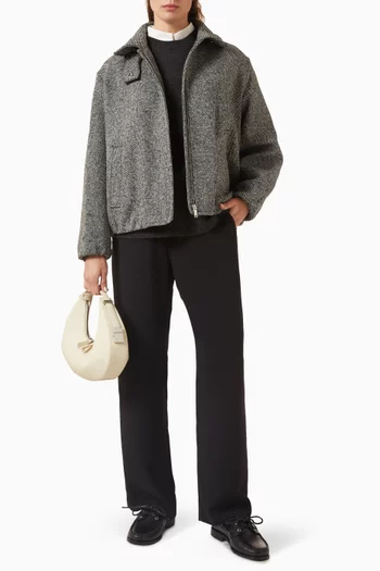 Funnel-neck Jacket in Wool-tweed