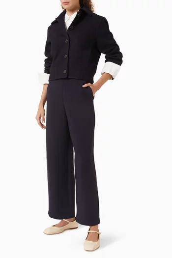 Ribbed-collar Jacket in Wool-blend