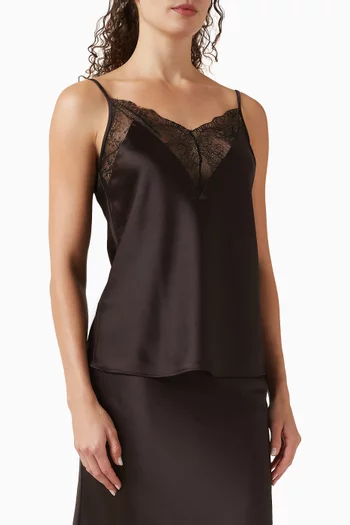 Lace-trim Cami Top in Satin