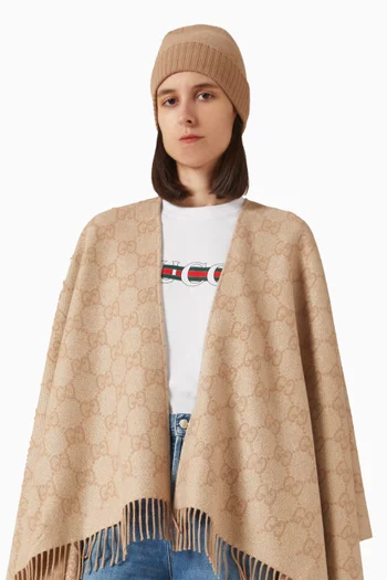 قبعة بيني بنقشة حرفي GG كشمير