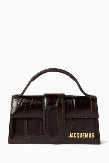 Mini Le Bambino Top Handle Bag in Croc-embossed Leather