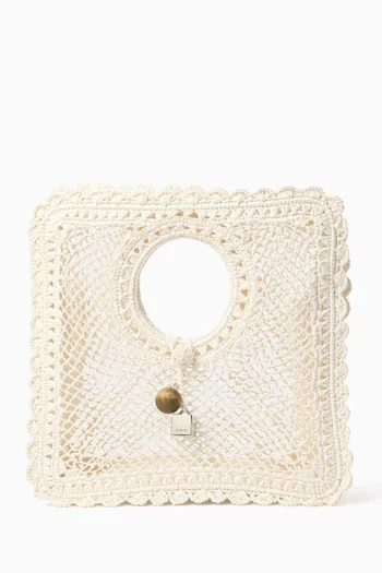 Le Petit Carre Spiaggia Tote Bag in lace Raffiia