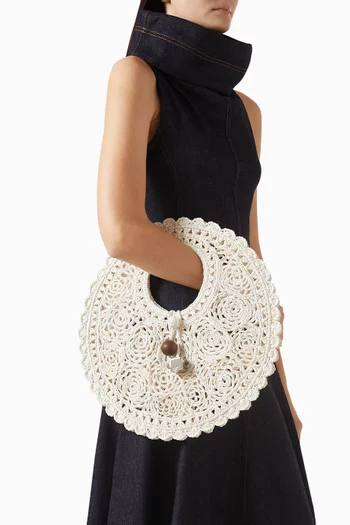 Le Petit Rond Spiaggia Tote Bag in Lace Raffia