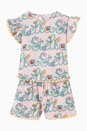 Floral Logo Shorts in Cotton