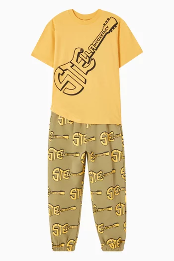 بنطال رياضي بنقشة غيتار قطن