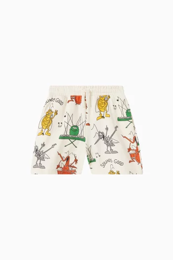 شورت رياضي بنقشة فرقة موسيقية لحشرات جيرسيه