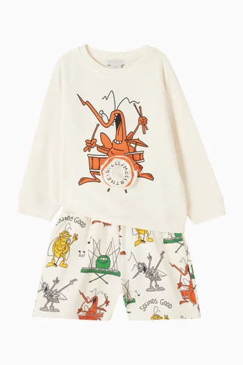 سويت شيرت بطبعة حشرة تلعب الطبل 